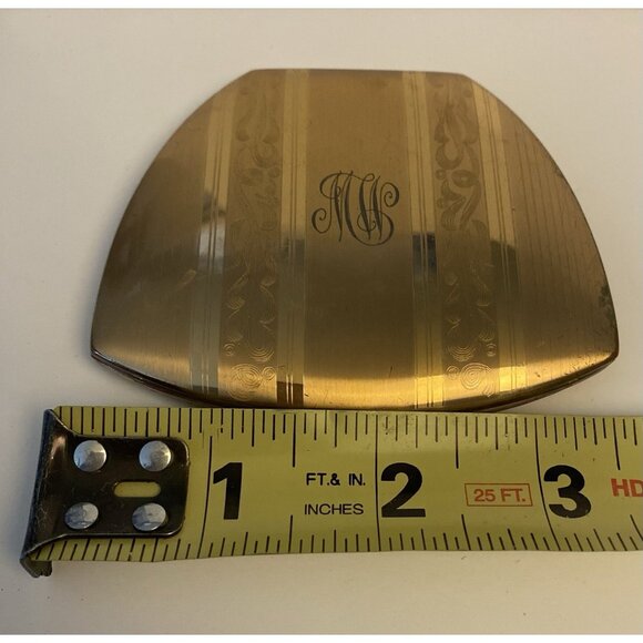 Vintage Elgin American Compact Gold Tone Monogrammed Triangular Shape 1950's - Picture 10 of 12